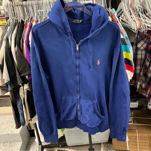 Streetwear y2k hype Polo Ralph Lauren Hype vintage Blue Zip Hoodie XL